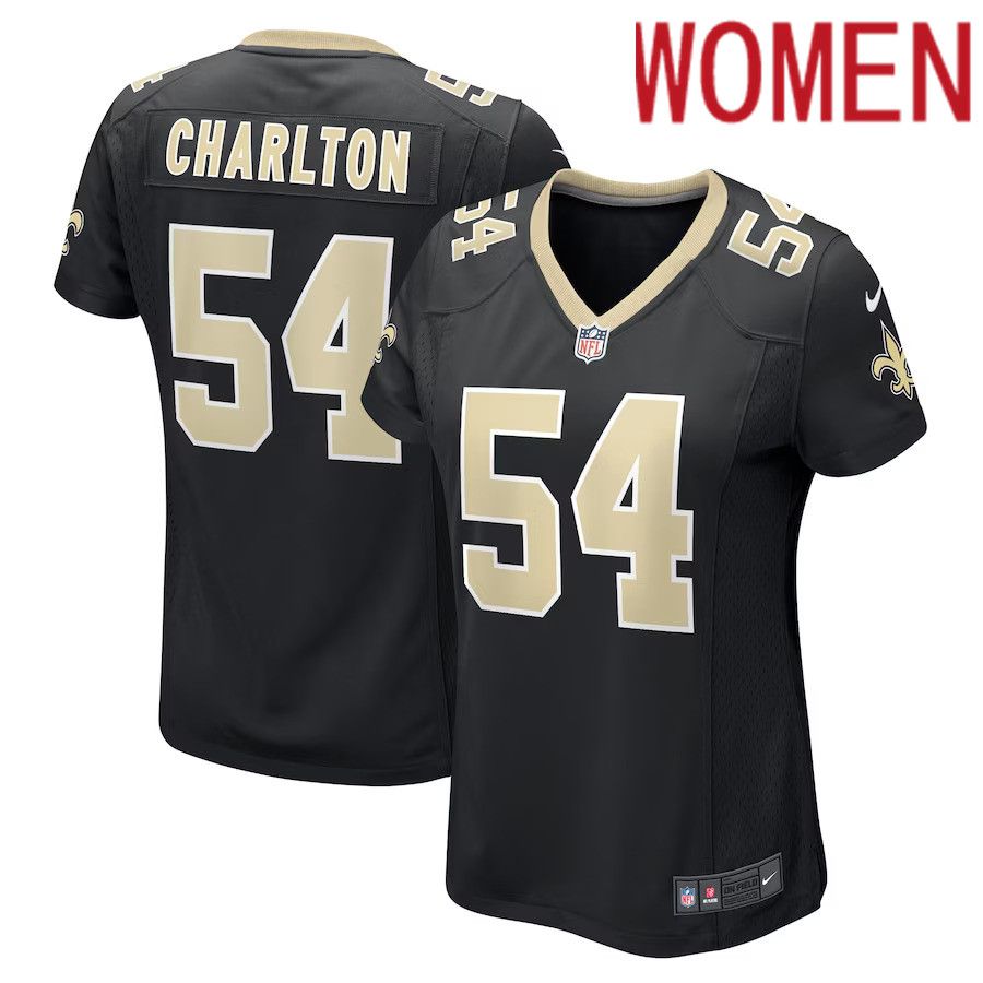 Women New Orleans Saints 54 Taco Charlton Nike Black Game Player NFL Jersey